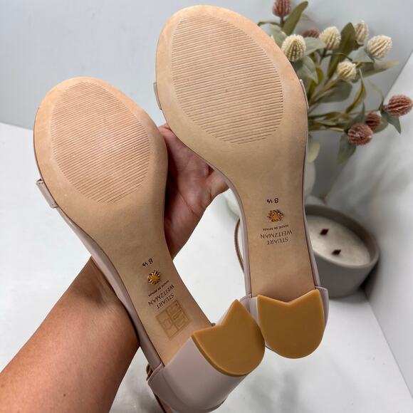 Stuart Weitzman NearlyNude Ankle Strap City Sandal in Dolce Women's 8.5 NWOB - Picture 9 of 11